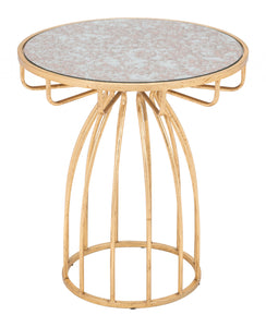 22" Gold And Brown Steel Round End Table