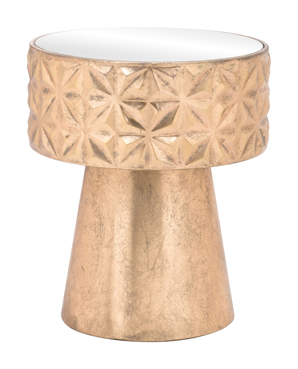 Petite Tribal Gold Mirror Side Table - 99fab 