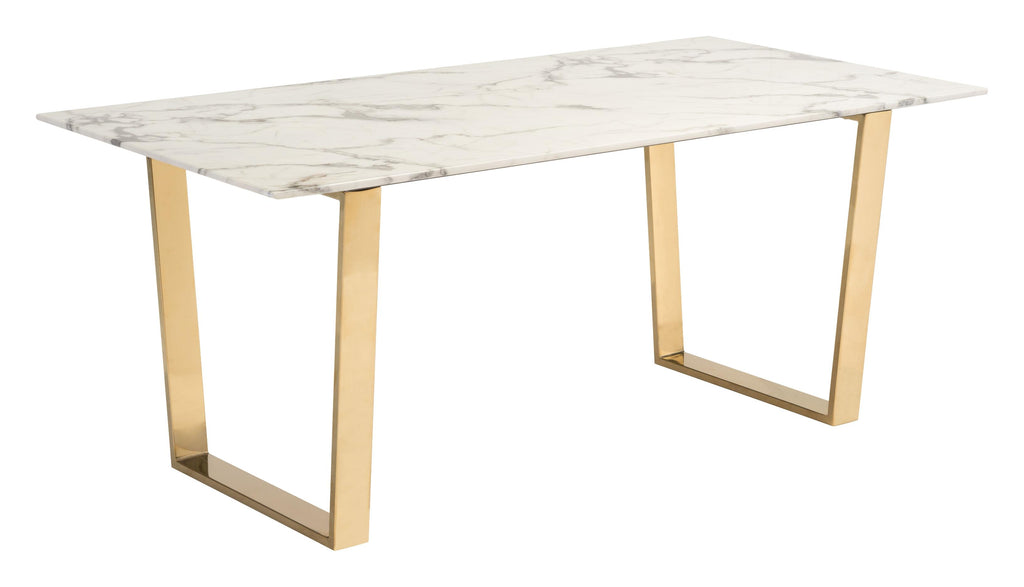 Designer's Choice White Faux Marble and Gold Dining Table - 99fab 