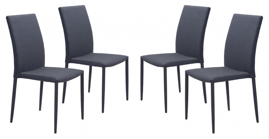 Set of Four Black Restaurant Quality Sleek Dining Chairs - 99fab 