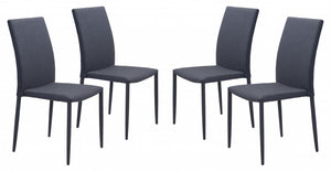 Set of Four Black Restaurant Quality Sleek Dining Chairs