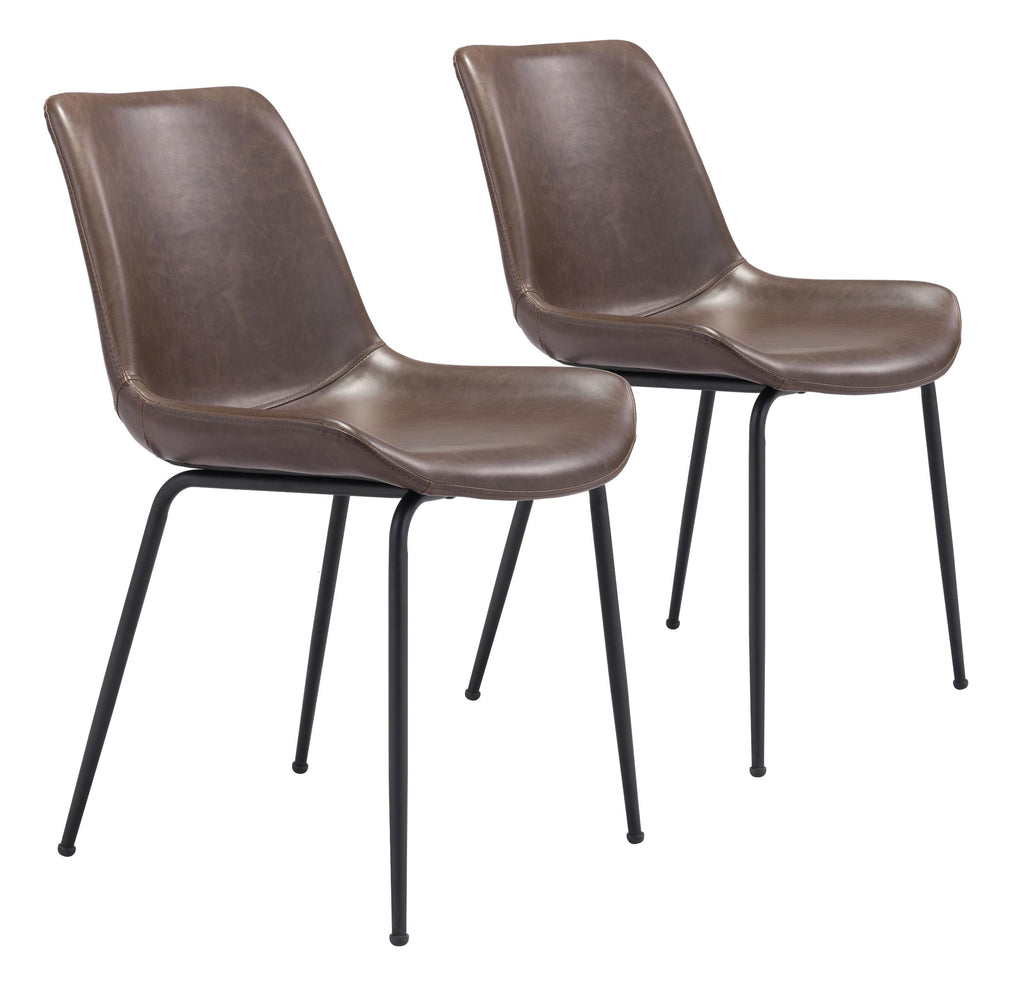 Set of Two Brown and Black Top Shelf Modern Rugged Dining Chairs - 99fab 