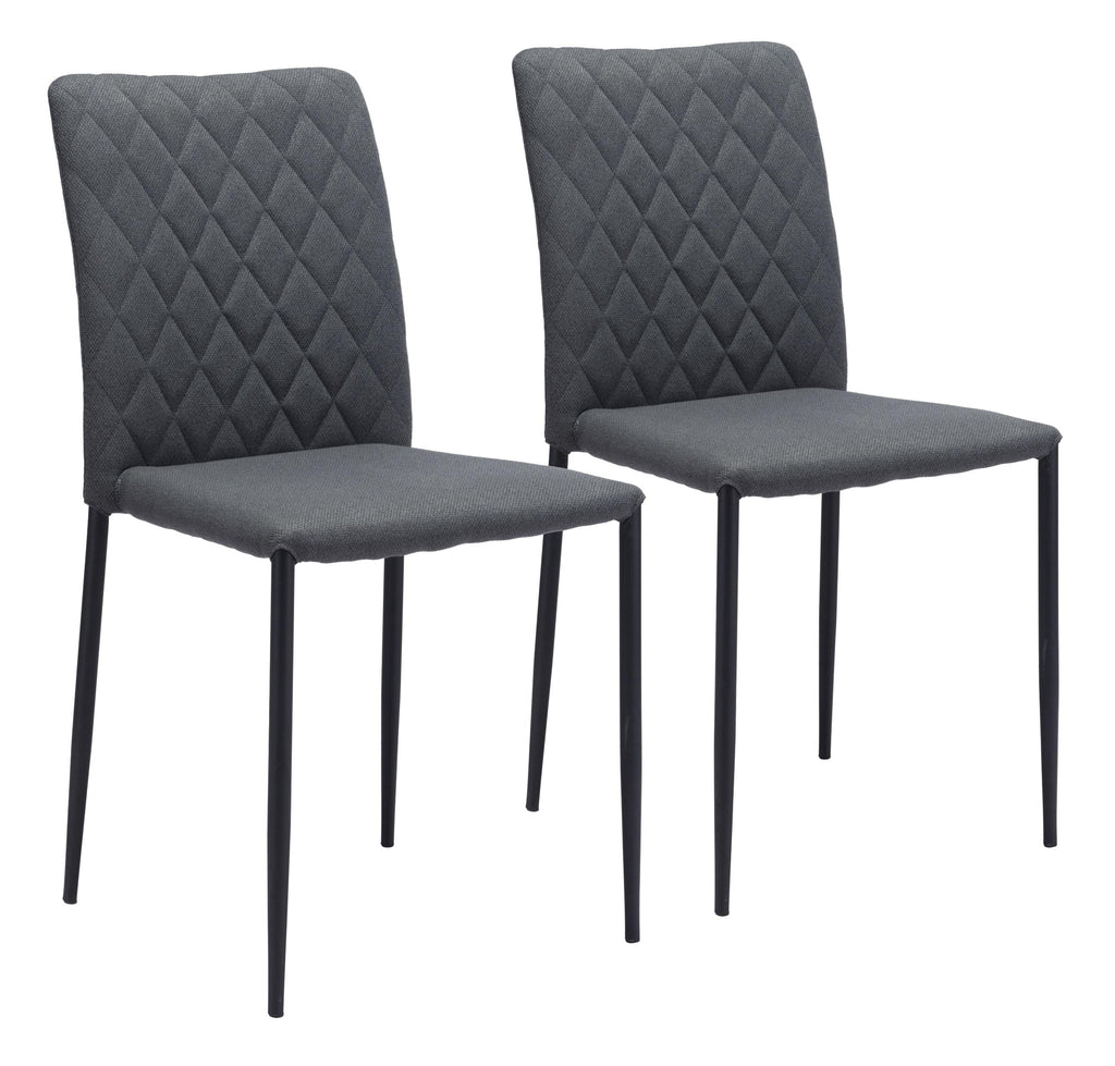 Set of Two Dark Gray Diamond Weave Dining Chairs - 99fab 