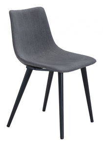 Set of Two Steel Gray and Black Slight Scoop Dining Chairs