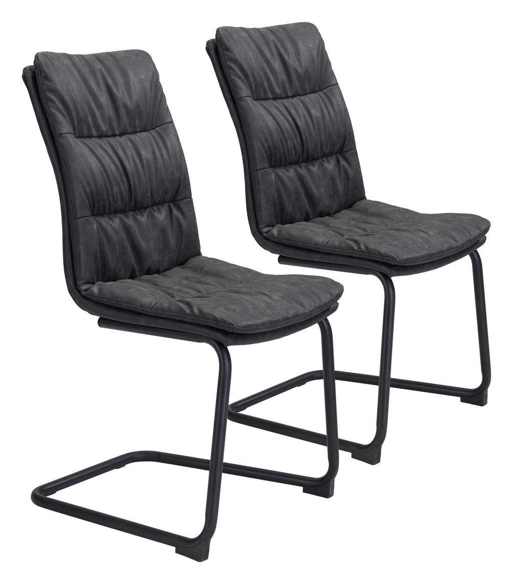 Set Of 2 Black Solid Back Dining Chairs - 99fab 