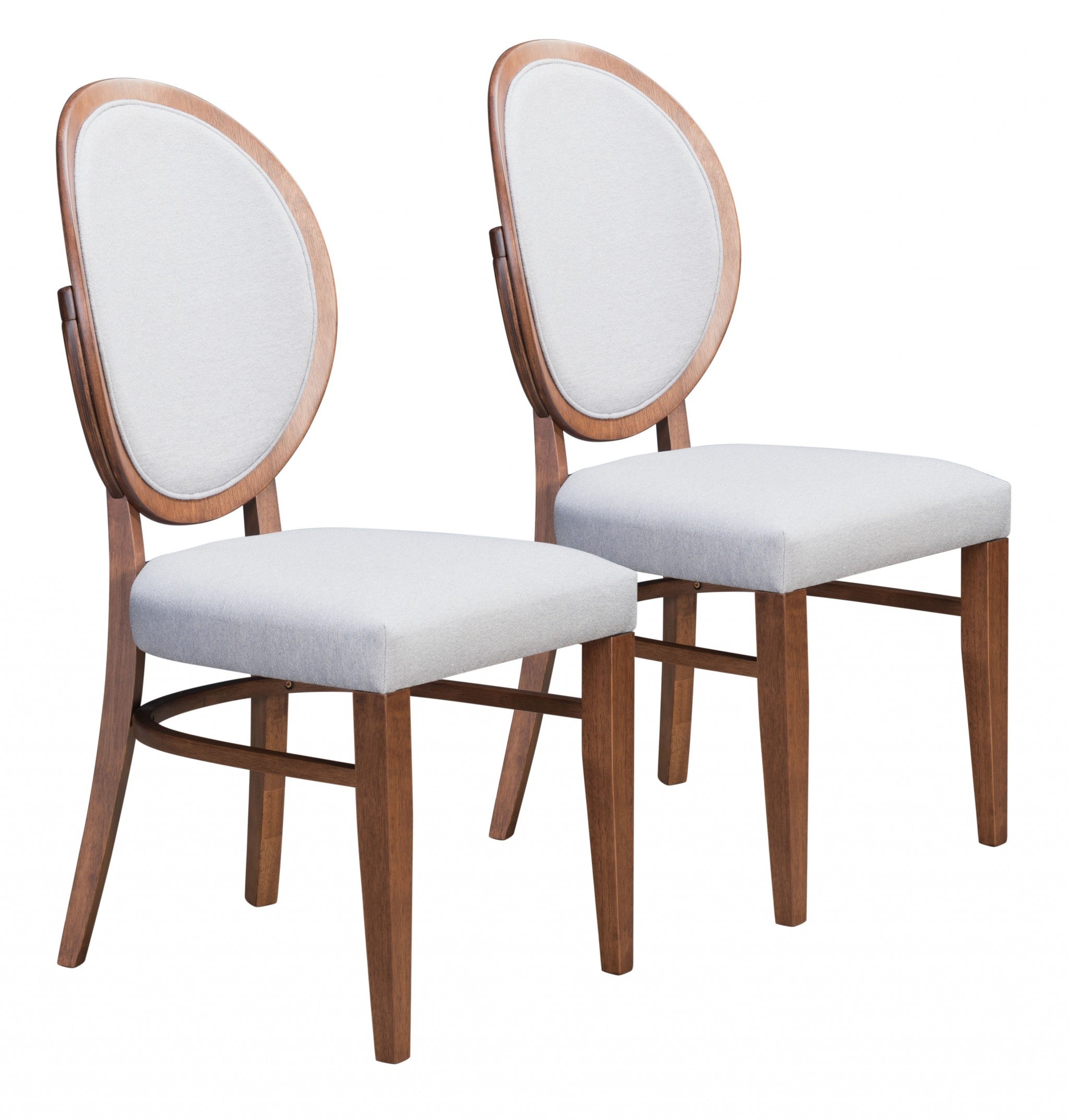 Set Of 2 Walnut Rubberwood King Louis Back Dining Chairs