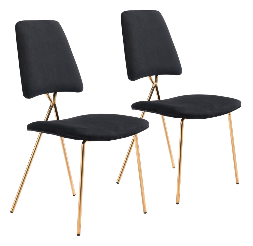 Set of Two Black and Gold Modern X Dining Chairs - 99fab 