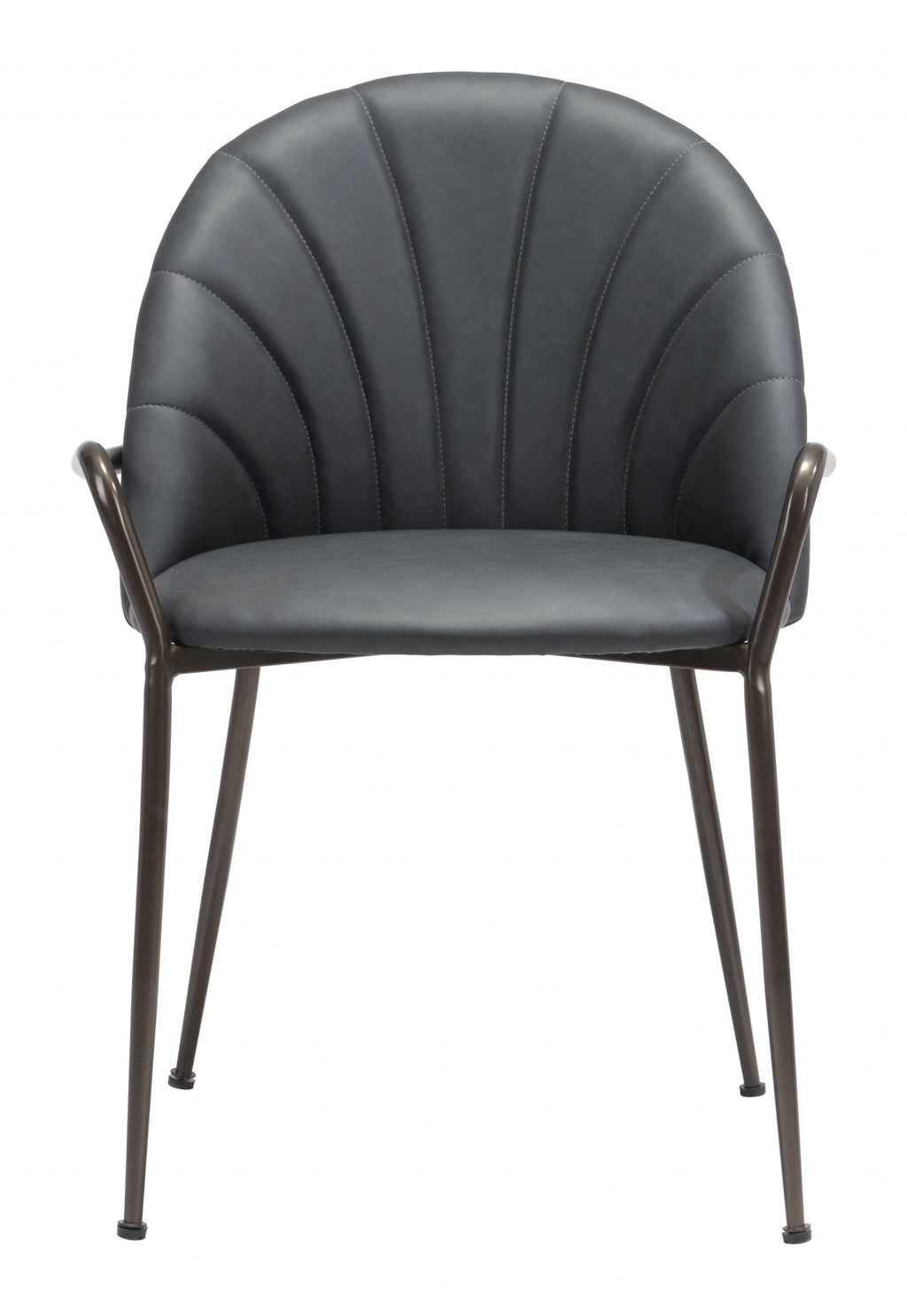 Set of Two Dark Gray Faux Leather Arch Dining Chairs - 99fab 