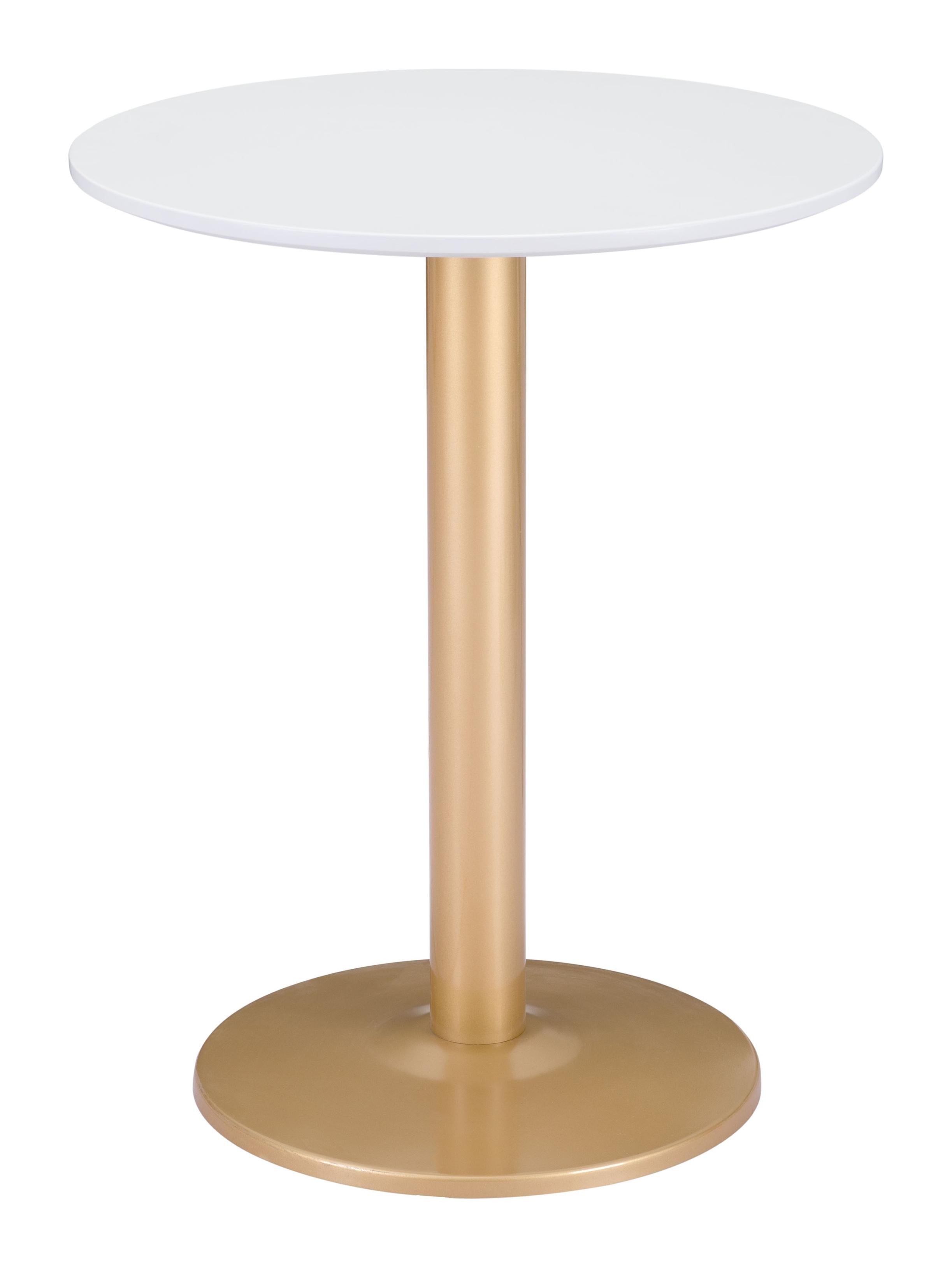 24" Gold And White Round End Table