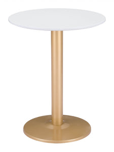 24" Gold And White Round End Table