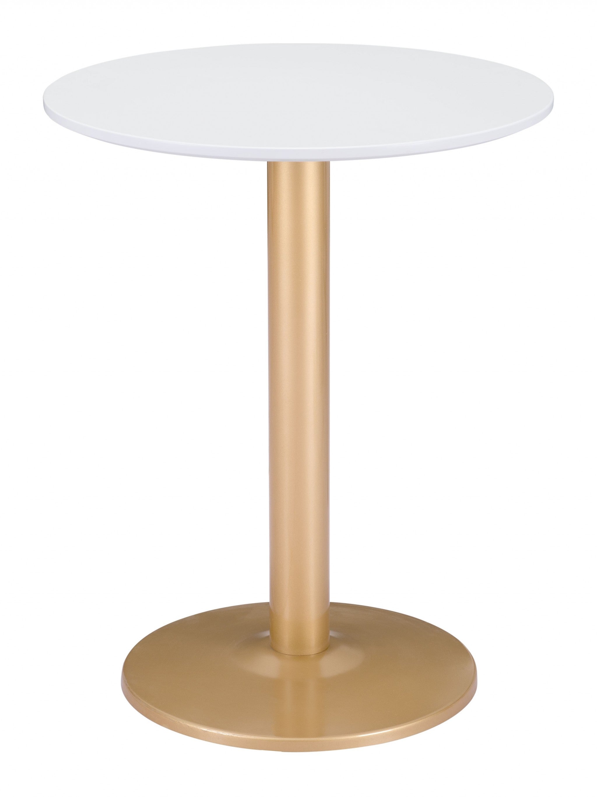 24" Gold And White Round End Table