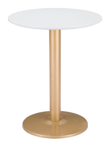 24" Gold And White Round End Table