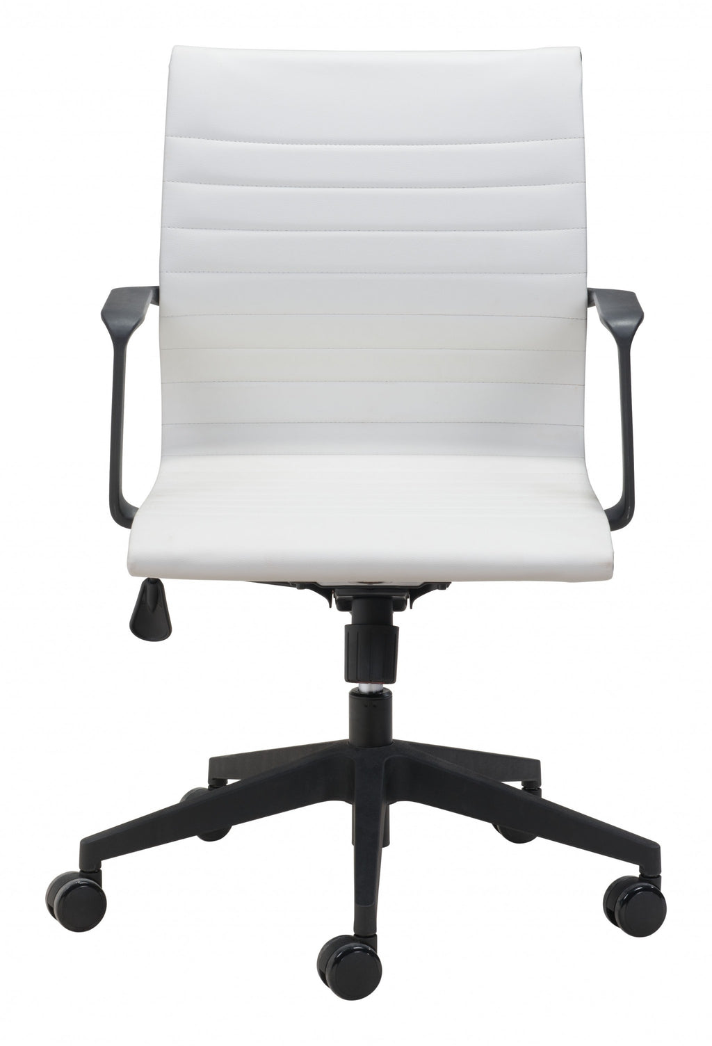 White Faux Leather Seat Swivel Adjustable Task Chair Metal Back Steel Frame - 99fab 