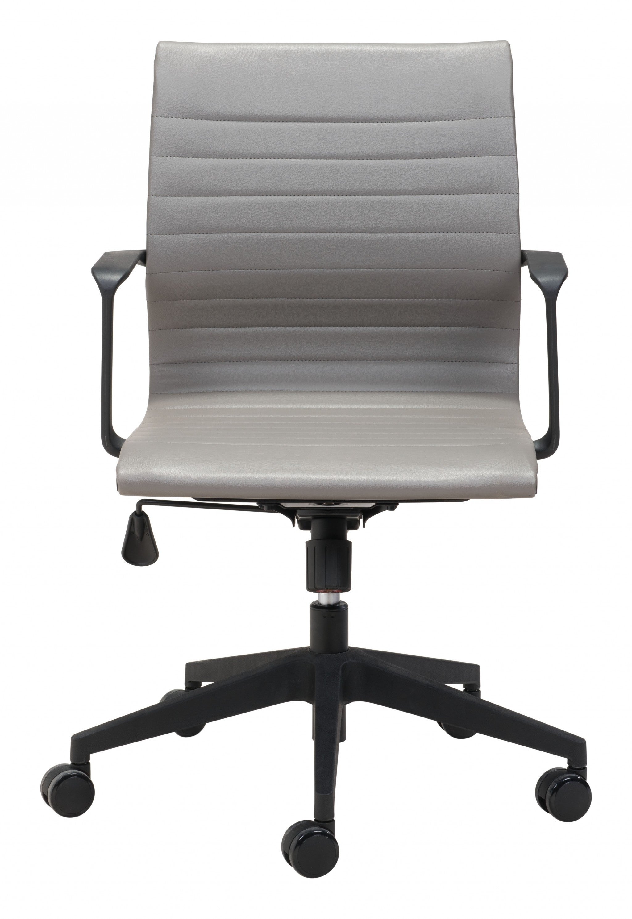 Gray Faux Leather Seat Swivel Adjustable Task Chair Metal Back Steel Frame