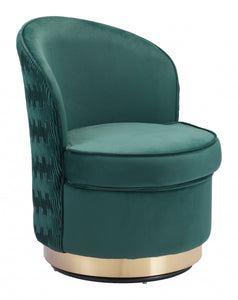 23" Green Velvet And Gold Side Chair