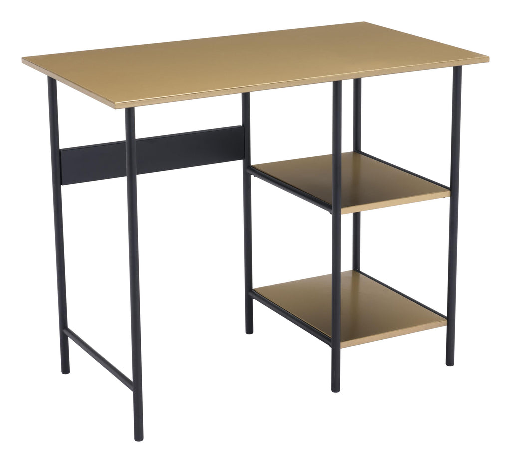 Stylish Brass and Black Open Concept Desk - 99fab 