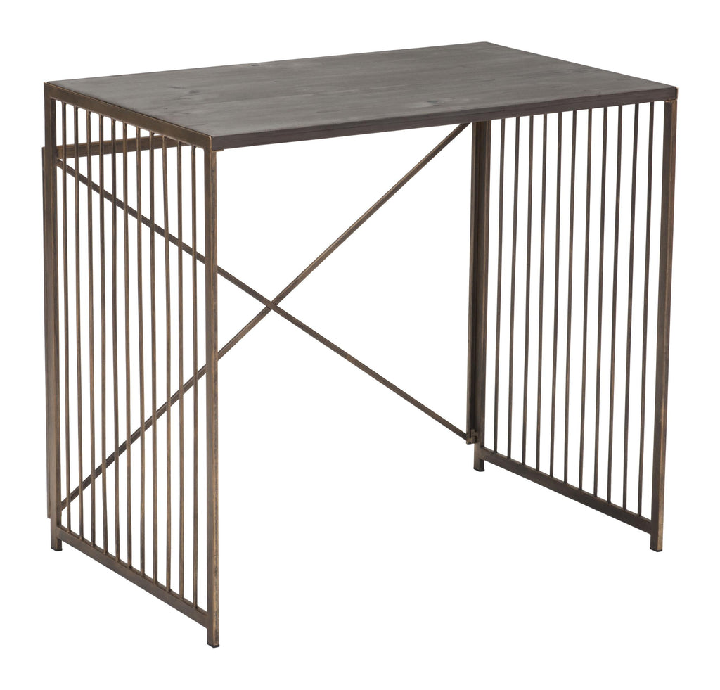 Gray and Gold Slatted Sides Table Desk - 99fab 