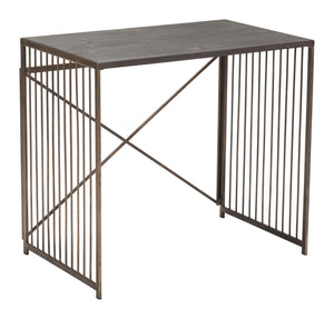 Gray and Gold Slatted Sides Table Desk