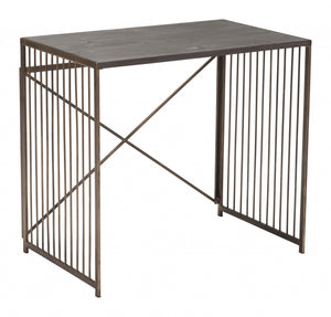 Gray and Gold Slatted Sides Table Desk