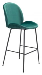 47" Green And Black Steel Low Back Bar Height Chair With Footrest