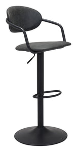 44" Black Steel Swivel Low Back Counter Height Bar Chair With Footrest