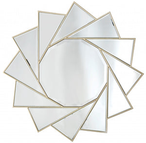 35" Painted Sunburst Accent Mirror Wall Mounted With Metal Frame