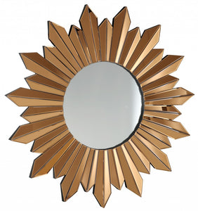 39" Mirrored Sunburst Accent Mirror Wall Mounted With Glass Frame