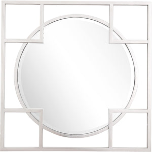 33" Rustic Square Accent Mirror Wall Mounted With Metal Frame