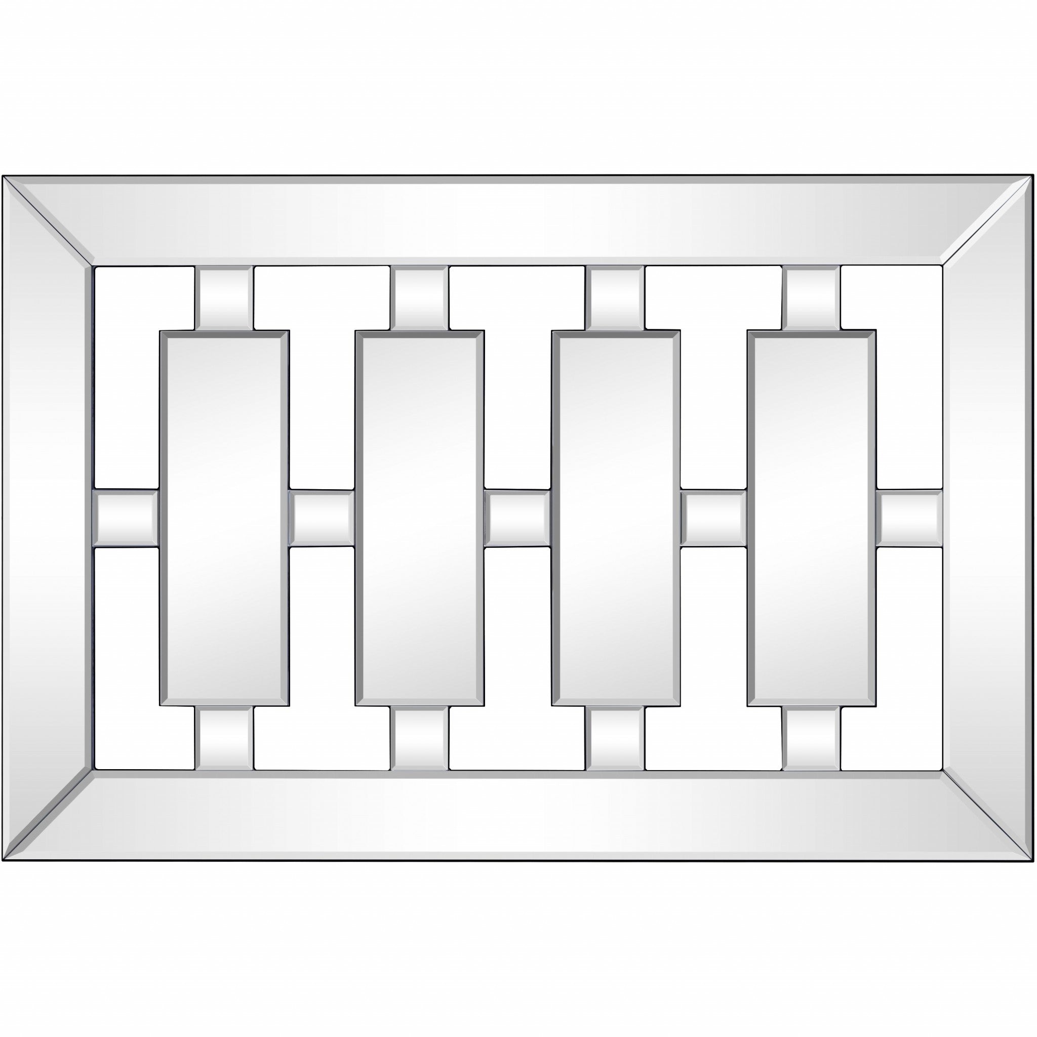 36" Mirrored Rectangle Accent Mirror Wall Mounted With Glass Frame