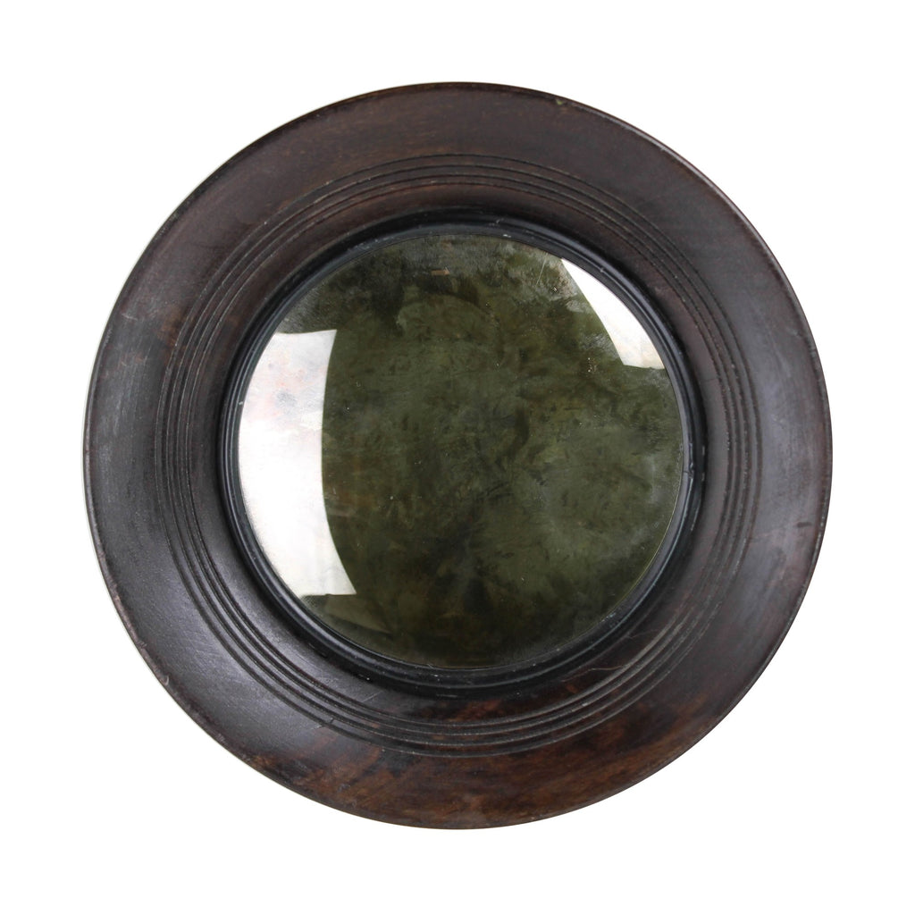 Petite Dark Brown Wooden Convex Mirror - 99fab 