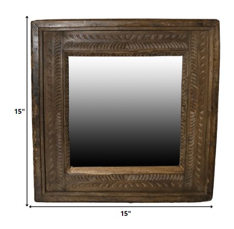 Carved Reclaimed Wood Square Mirror - 99fab 