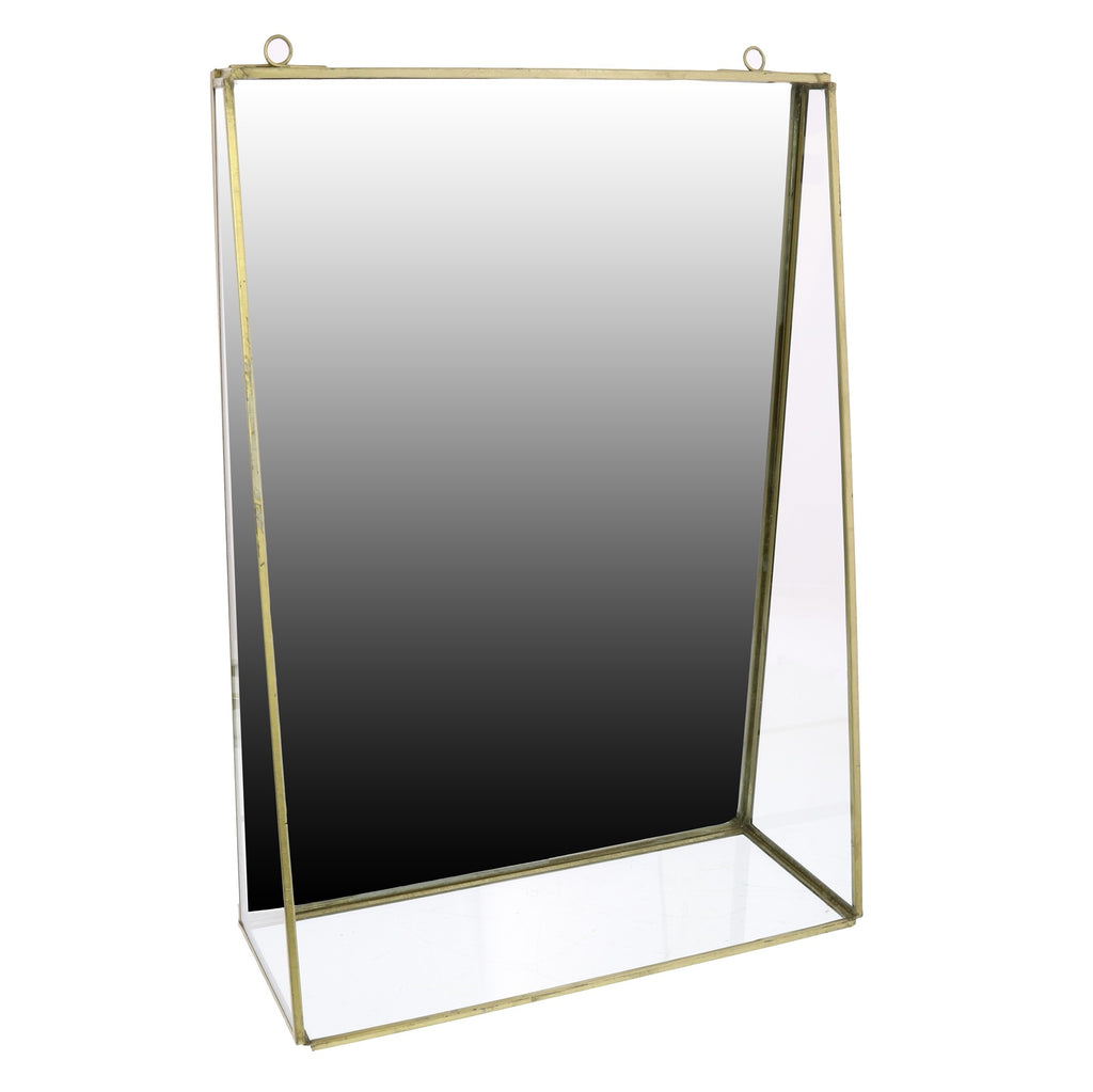 Jumbo Gold Metal Vanity Mirror with Shelf - 99fab 