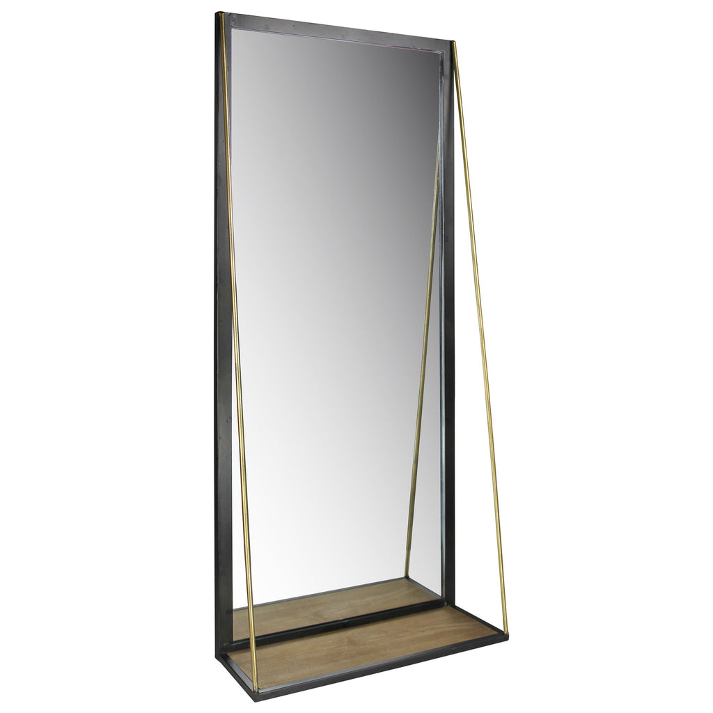 Black Metal Mirror with Shelf - 99fab 