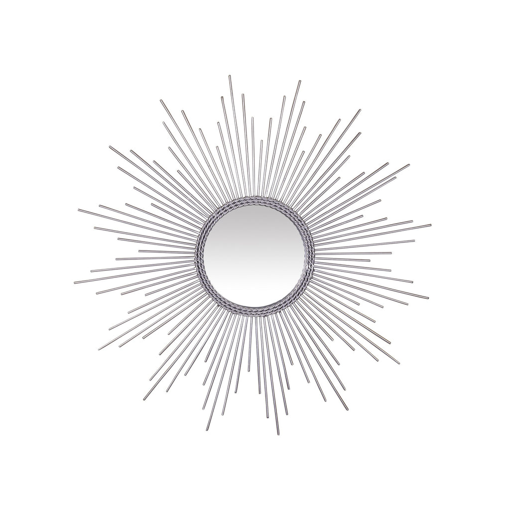 Silver Metal Sunburst Round Wall Mirror - 99fab 