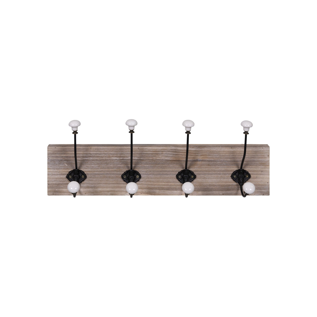 Wood and Metal Hooks with Ceramic Knobs - 99fab 