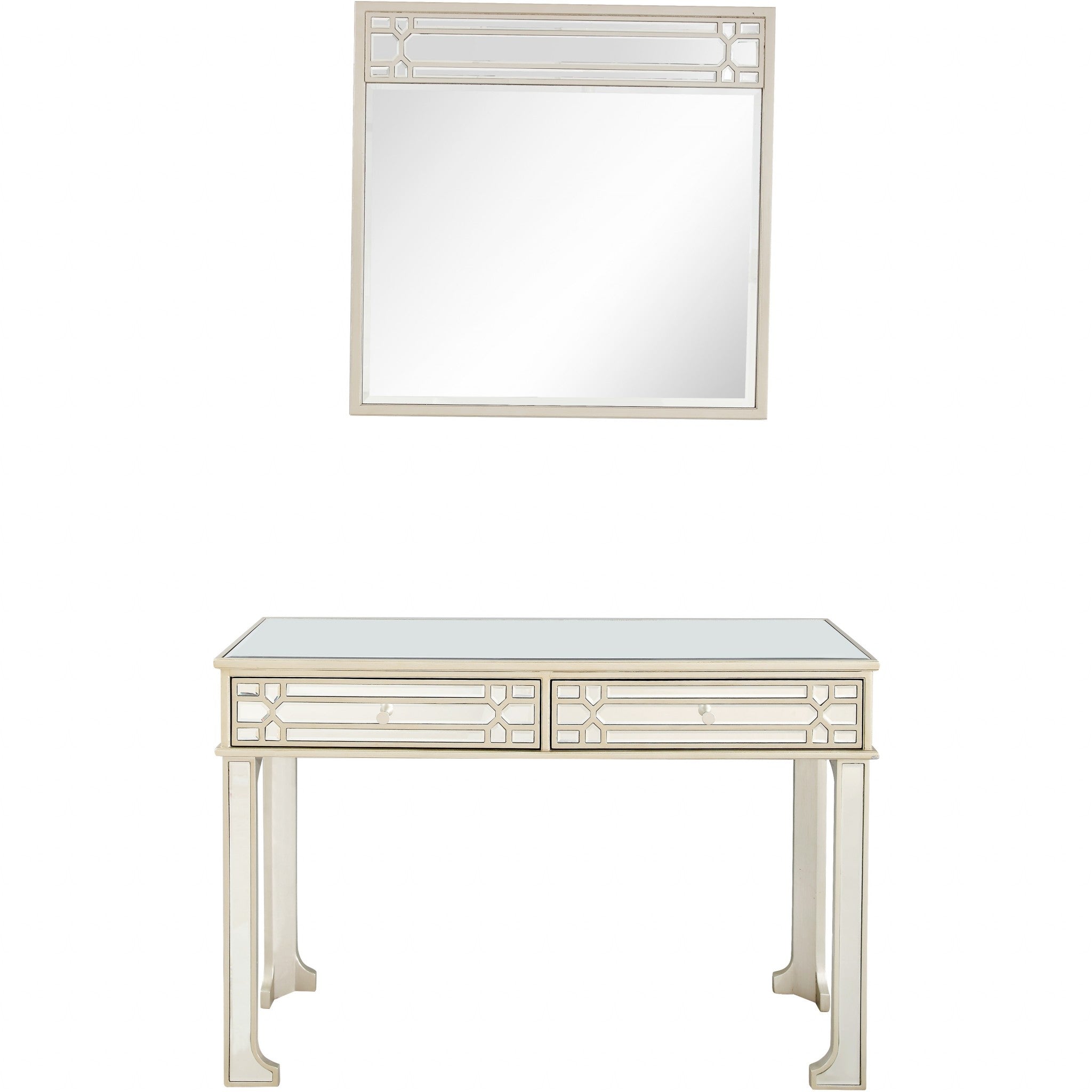 Champagne Finish Mirror and Console Table