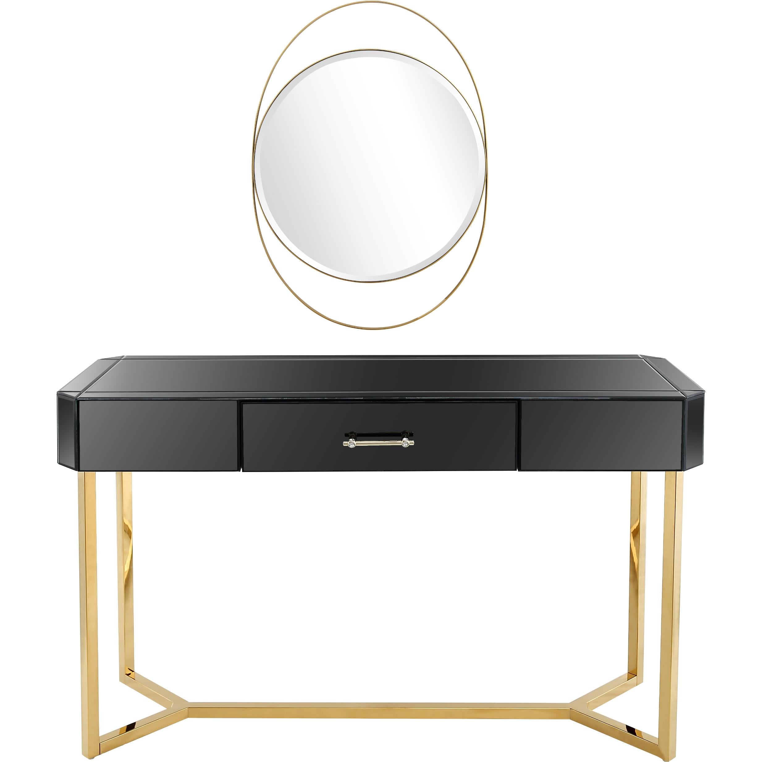 Black and Gold Mirror and Console Table