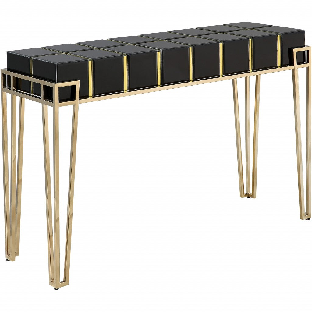 Gold and Black Sqaured Console Table