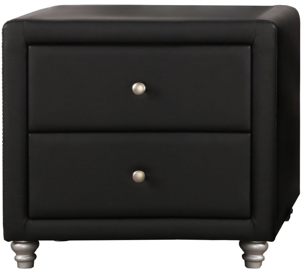 Black Upholstered 2 Drawer Nightstand - 99fab 