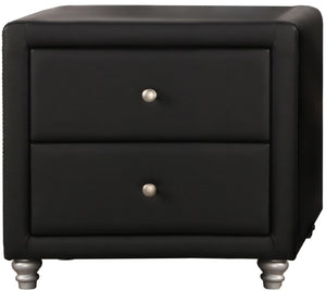 Black Upholstered 2 Drawer Nightstand