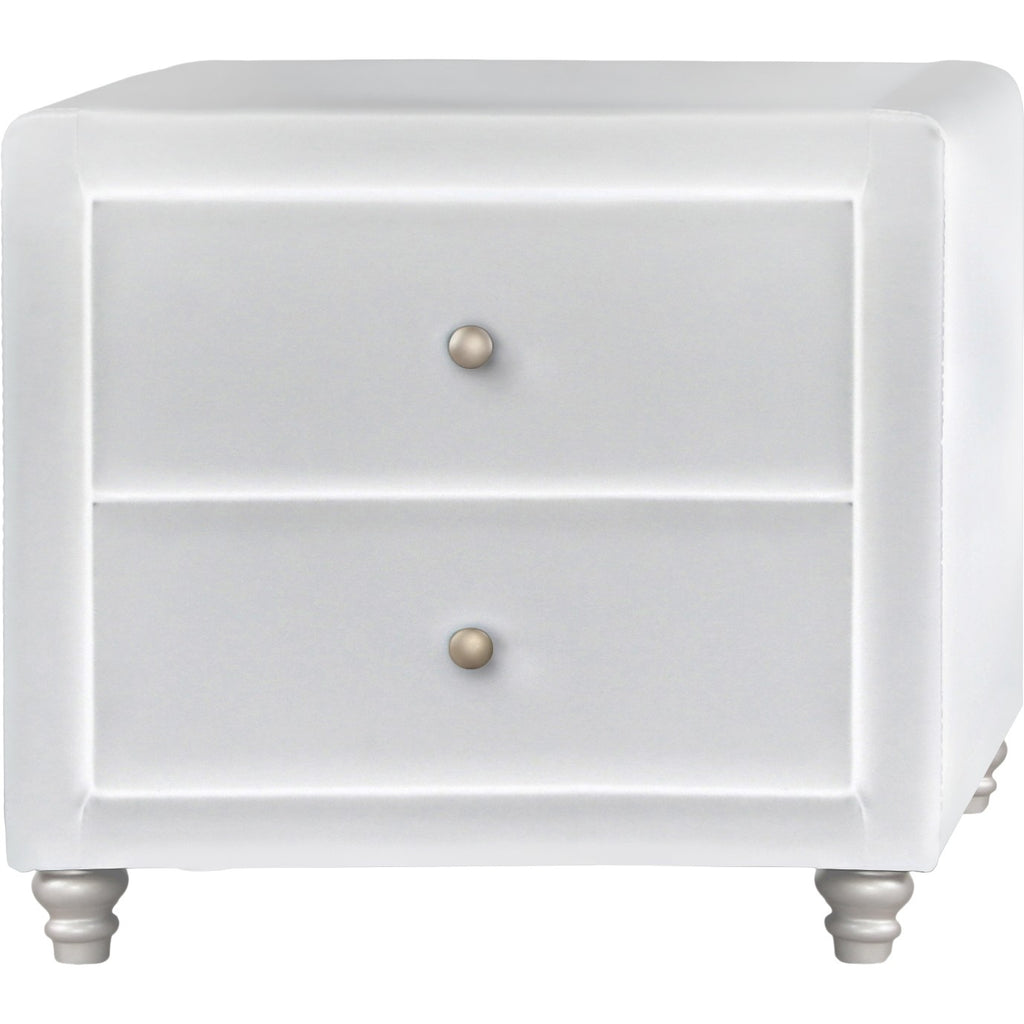 White Upholstered 2 Drawer Nightstand - 99fab 