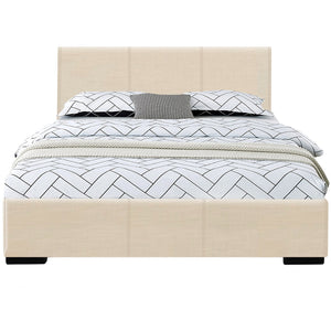 Beige Platform King Bed