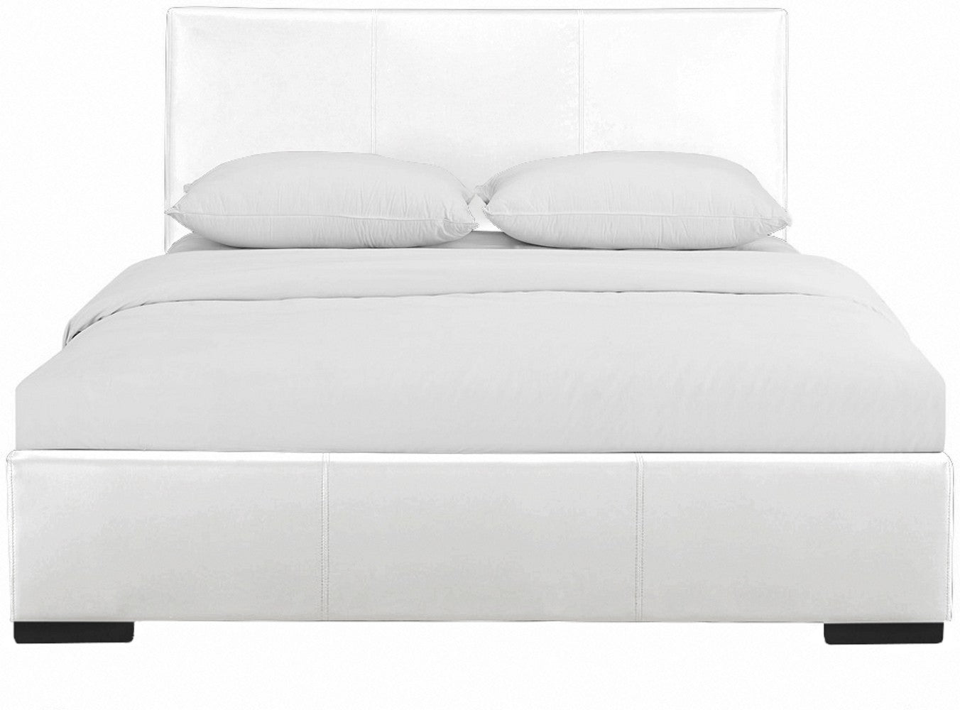 White Upholstered Twin Platform Bed