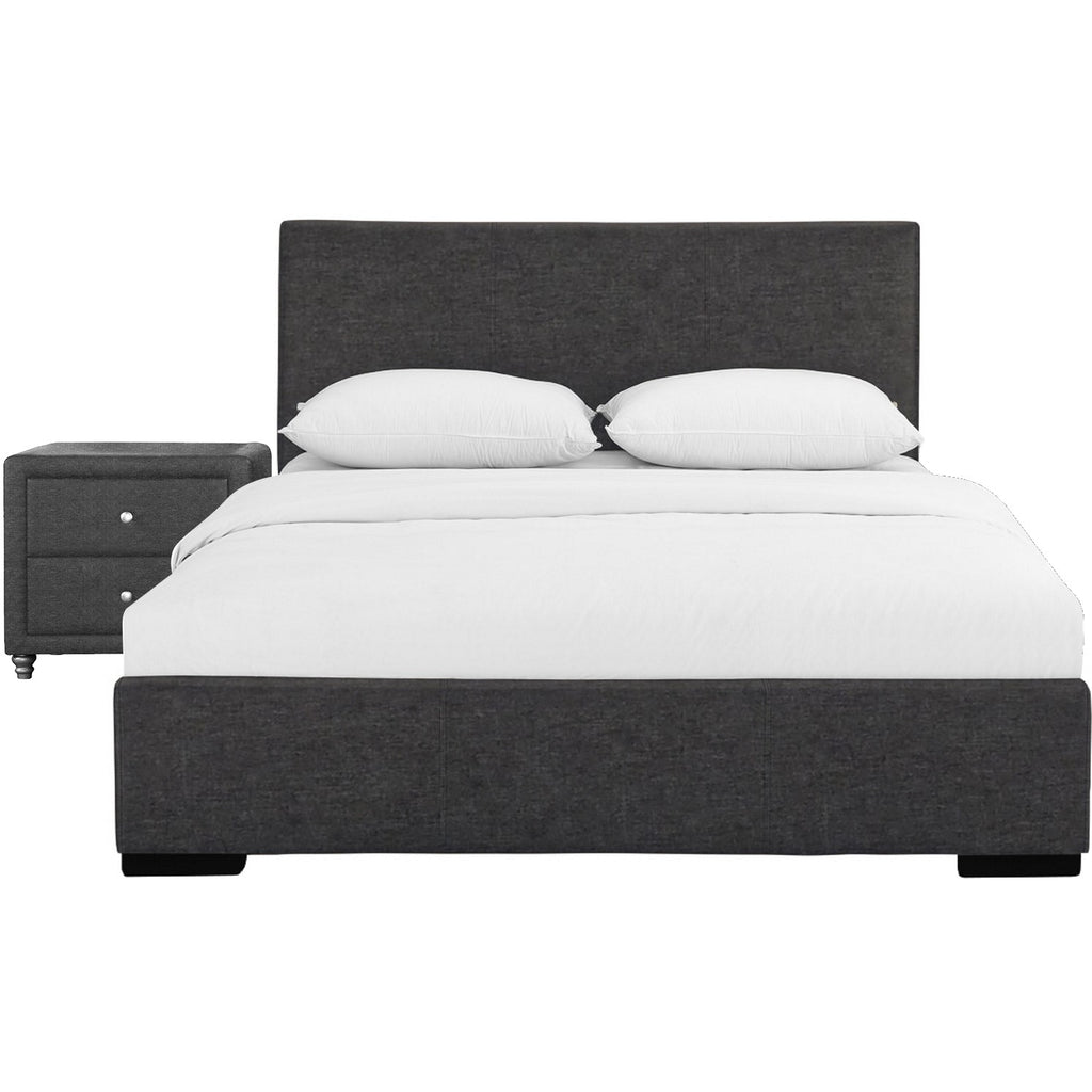 Grey Upholstered Twin Platform Bed with Nightstand - 99fab 