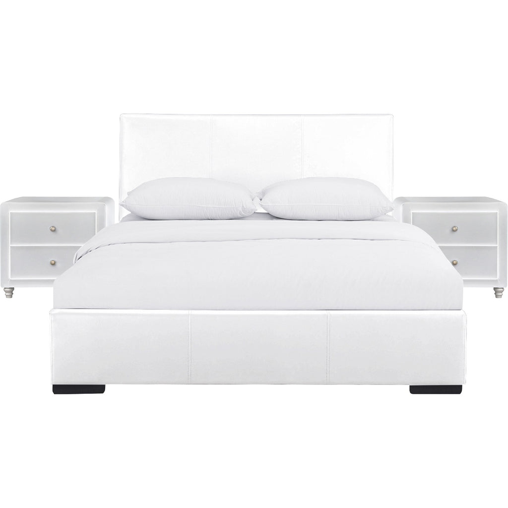 Solid Manufactured Wood White Standard Bed Upholstered With Headboard - 99fab 