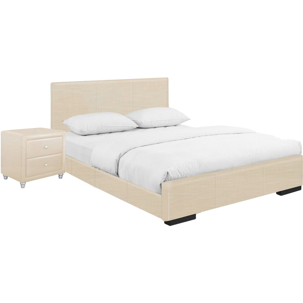 Solid Manufactured Wood Beige Standard Bed Upholstered With Headboard - 99fab 