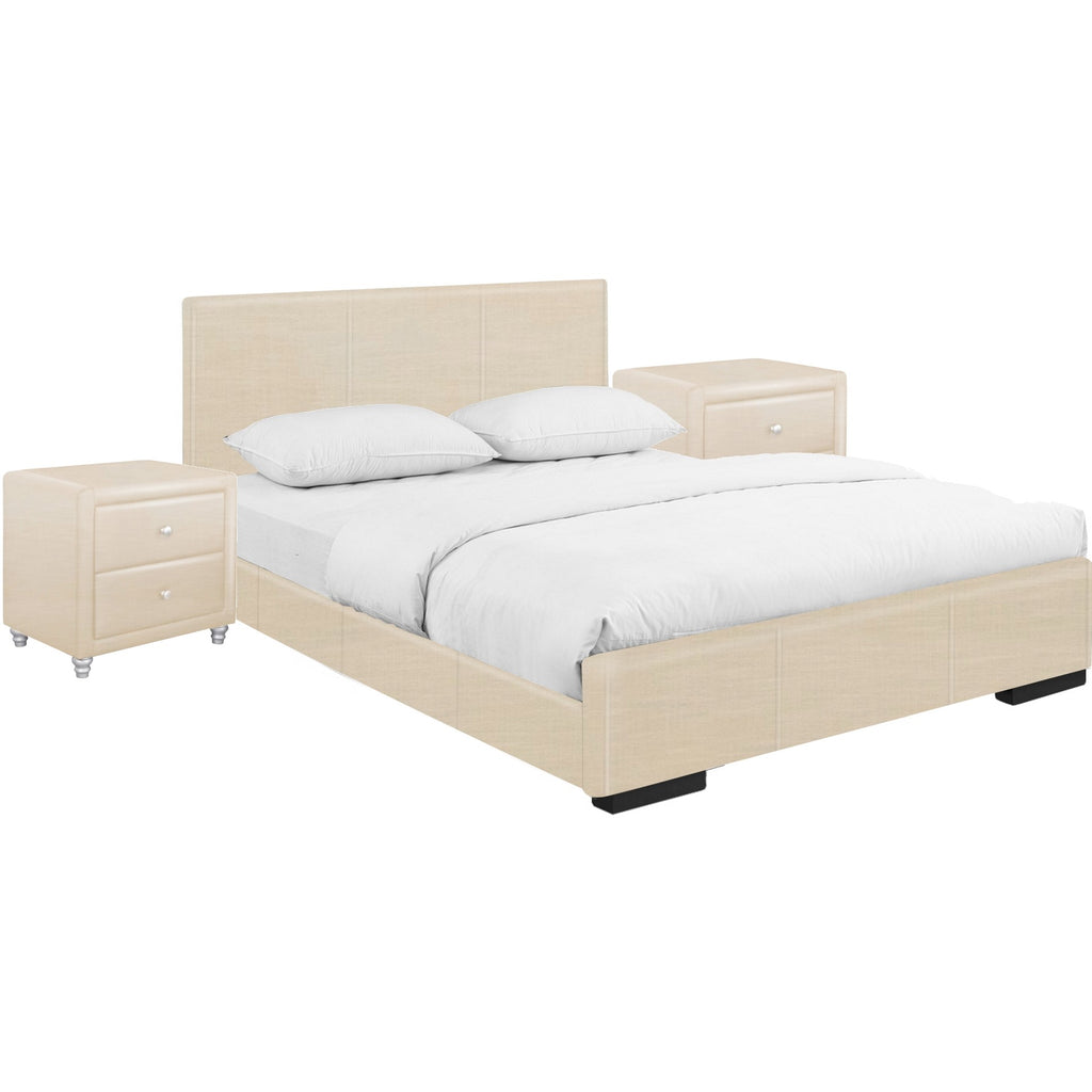 Solid Manufactured Wood Beige Standard Bed Upholstered With Headboard - 99fab 