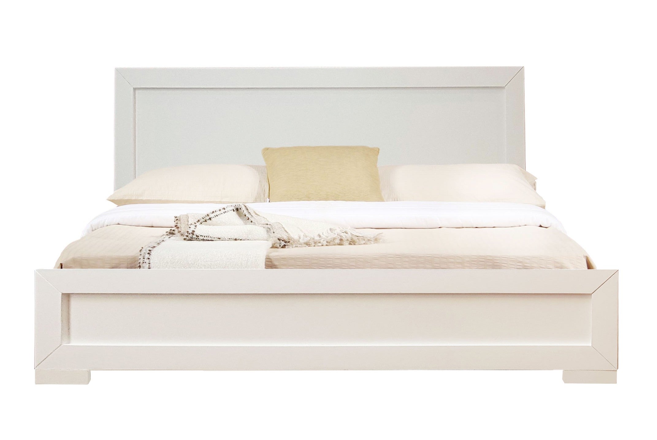 White Wood Queen Platform Bed