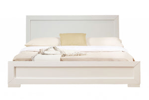 White Wood Queen Platform Bed