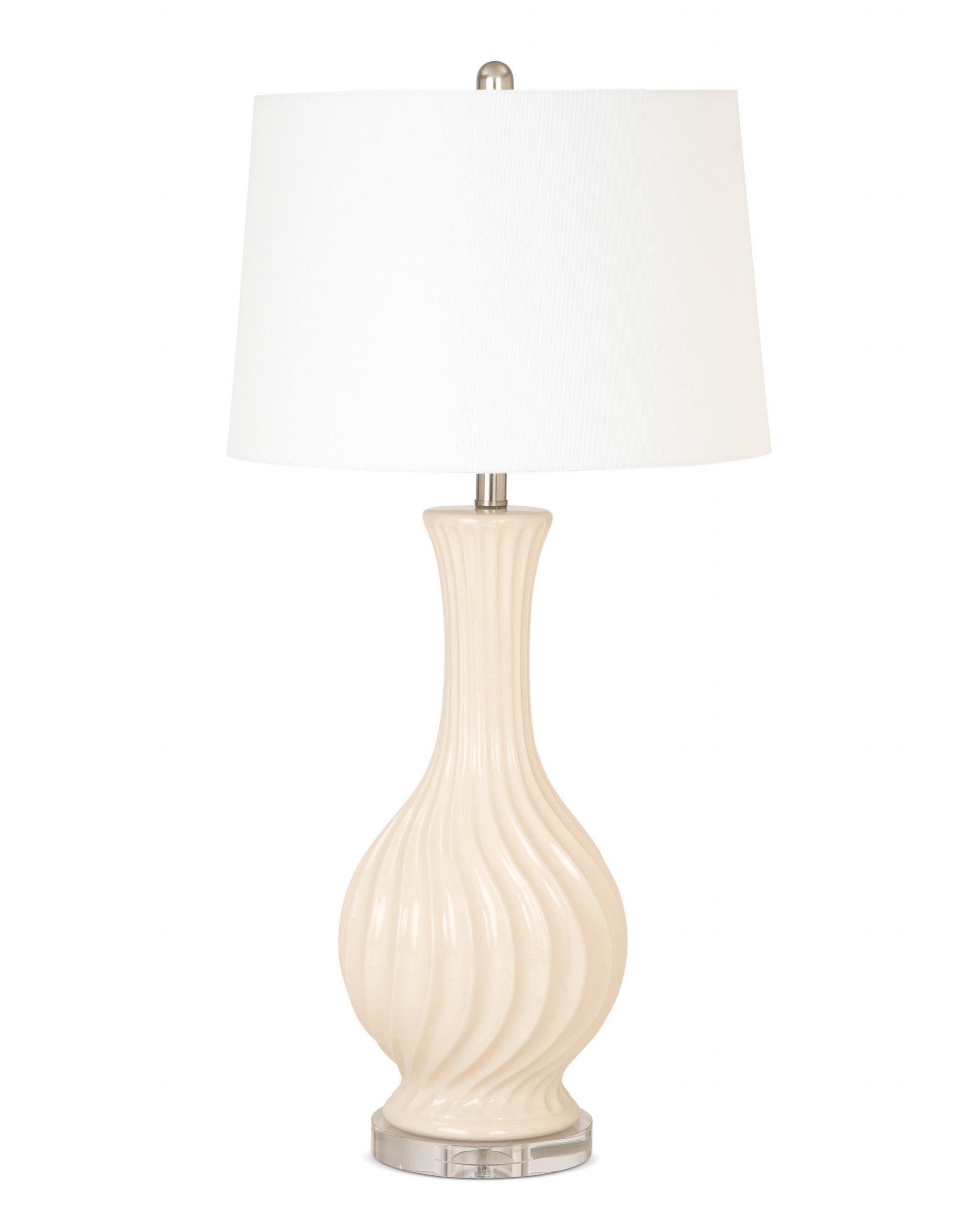 Set of 2 Beige Curved Ceramic Table Lamps